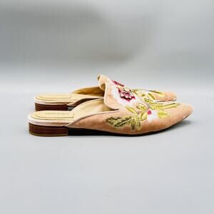 Alberta Ferretti Shoes Womens 8 Pink Velvet Embroidered Floral Mule Flats Casual